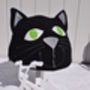 Child's Black Cat With Green Eyes Hi Vis Helmet Cover, thumbnail 1 of 6
