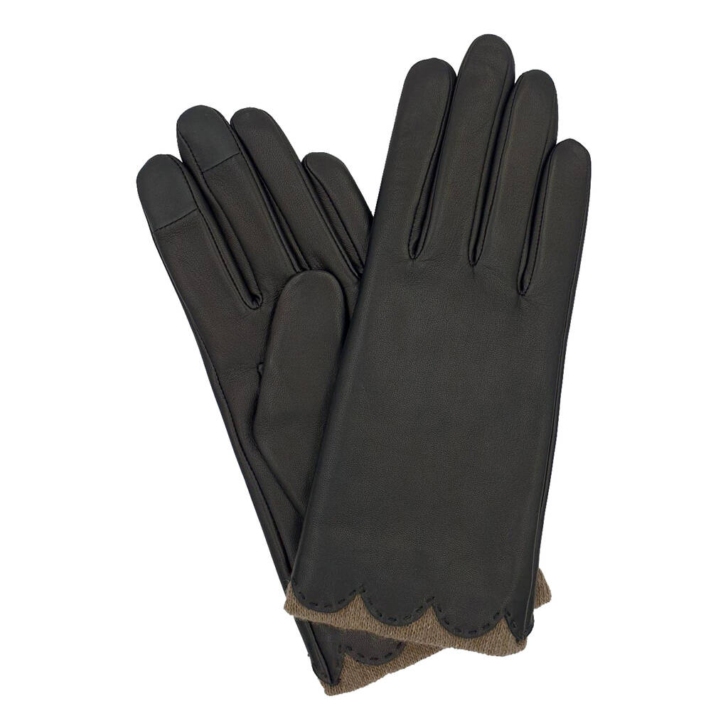 Women's Touchscreen Leather Cashmere Lined Gloves - Black – Downholme