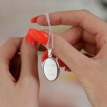 Engraved Sterling Silver Oval Locket Necklace, 3 of 9