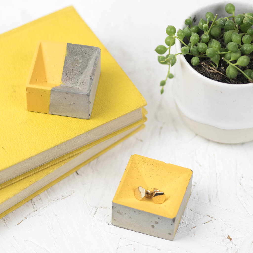 Two Mini Yellow Concrete Dishes By Bells and Whistles Make