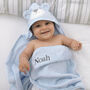 Personalised Blue Bear Hooded Baby Towel, thumbnail 2 of 6