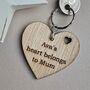 Personalised 'Heart Belongs To Mum' Wooden Keyring, thumbnail 2 of 3