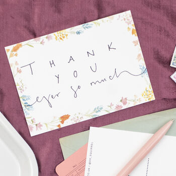 'Thank You Ever So Much' Floral Illustration Postcard, 2 of 2