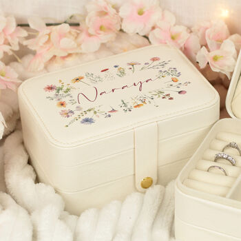 Wildflower Two Layer Travel Jewellery Box With Mirror, 2 of 5