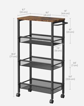 Four Tier Trolley Space Saving Kitchen Cart With Handle, 9 of 12