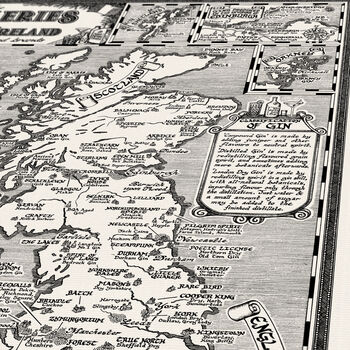 Gin Map Of Britain And Ireland Hand Drawn Art Print, 5 of 12