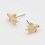 Gold Flying Pig Stud Earrings, thumbnail 3 of 9