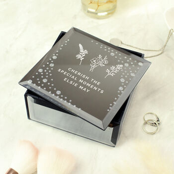 Personalised Floral Diamante Mirrored Trinket Box, 2 of 5