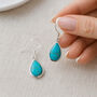 Sterling Silver Turquoise Drop Earrings: December Birthstone – 14mm X 9mm, thumbnail 1 of 5
