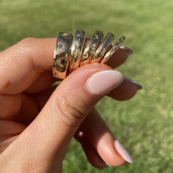 Chunky Palm Engraved Ring In 14k Gold Vermeil Plated, 8 of 10