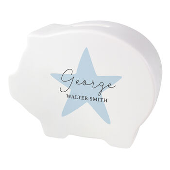 Personalised Blue Star Piggy Bank Personalised Gift, 5 of 5