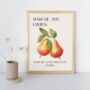 French Fruit Market Art Print Poster, France, Fruit, Pear, Hand Drawn, thumbnail 1 of 2