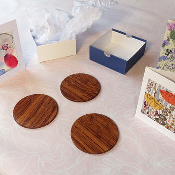 Set Of Four Coasters In Various Stunning Hardwoods, 7 of 11