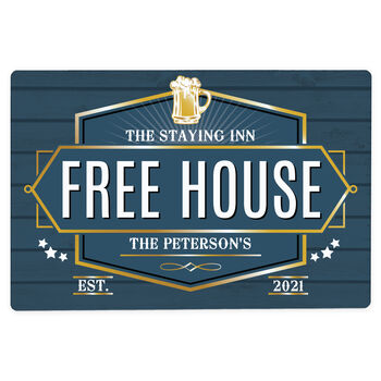 Personalised Free House Pub Blue Metal Sign, 3 of 3