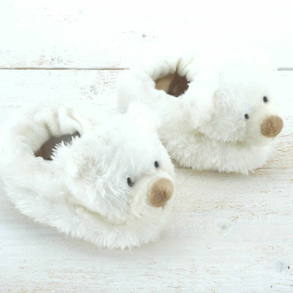 Bear Baby Slippers, Personalised, 0 To Six Months, 1 of 5