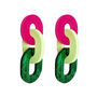 Green Pink Chain Link Earrings, thumbnail 1 of 3