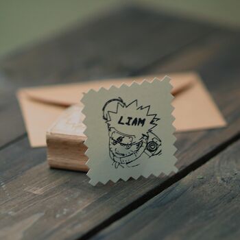 Anime Boys Gifts Personalised Rubber Stamp, 2 of 3