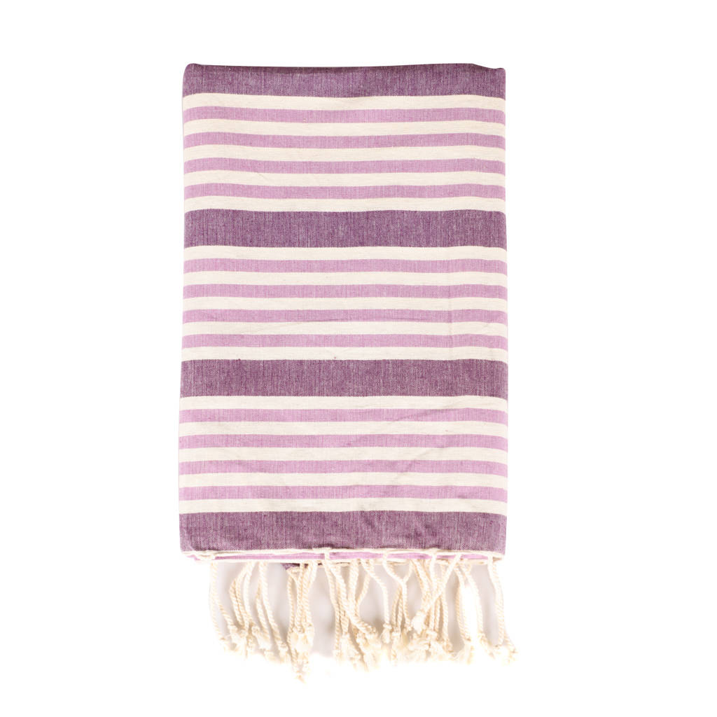 lilac striped cotton picnic blanket by dibor | notonthehighstreet.com