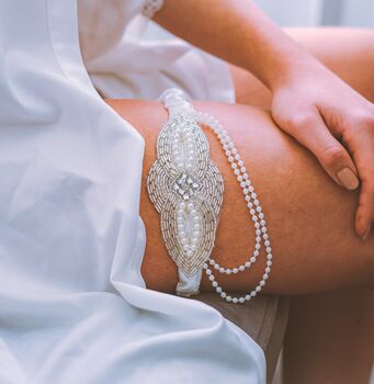 Luxury Silk And Pearl Wedding Garter, 5 of 5