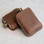 Brown Leather Cased Hip Flask 6oz In Silver / Copper, thumbnail 3 of 10
