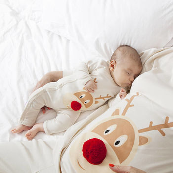 Christmas Pyjamas Mum And Baby Reindeer Print, 2 of 6