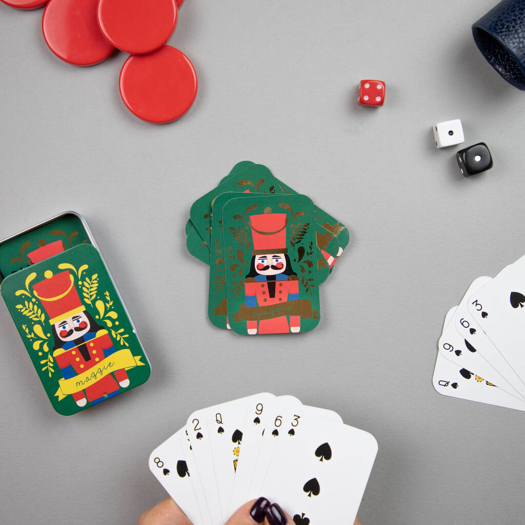 Personalised Foiled Christmas Nutcracker Playing Cards, 1 of 7