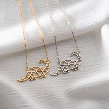 'Dino Mite' Geometric Dinosaur Necklace, 3 of 9