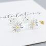 Sterling Silver April Birth Flower Daisy Stud Earrings, thumbnail 5 of 7