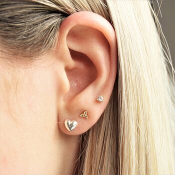 Sterling Silver Heart Stud Earrings, 2 of 3