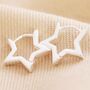Star Shape Huggie Hoop Earrings In Silver Plating, thumbnail 2 of 5