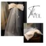 Violet Creme Bow Bride Veil, thumbnail 2 of 2