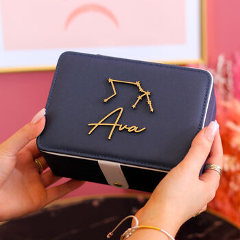 Personalised Gold Star Sign Jewellery Box Travel Gift For Her, 3 of 4