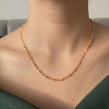 Minimalist 18ct Gold Plated Bar Curb Chain Necklace, 2 of 4