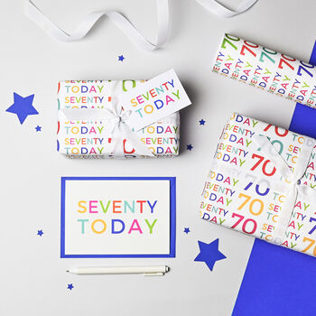 '70 Today' 70th Birthday Wrapping Paper Set, 2 of 2