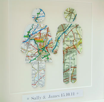Personalised Couple Map Picture / Wedding Gift, 10 of 12