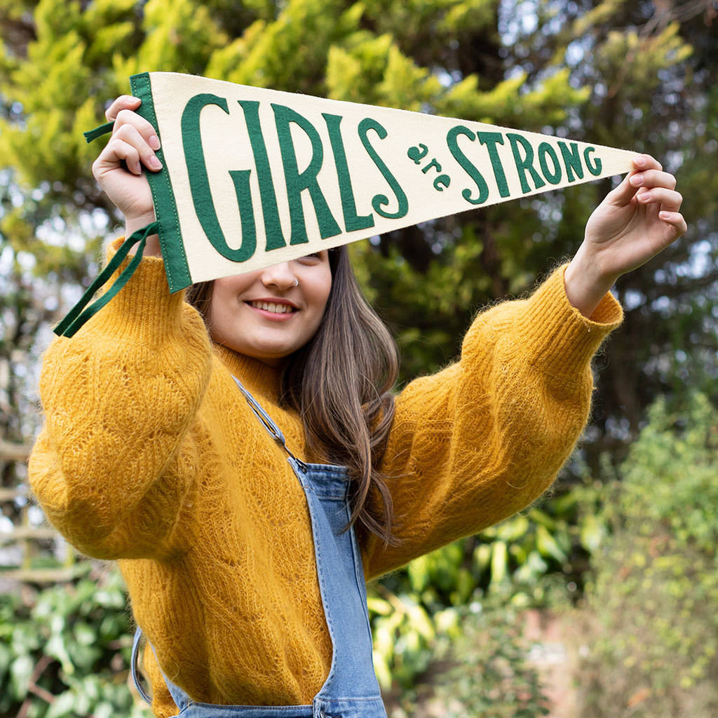 'Girls Are Strong' Pennant Flag