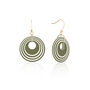Khaki And Cream Geometric Circular Earrings • Gold Plated Sterling Silver Hooks, thumbnail 5 of 10