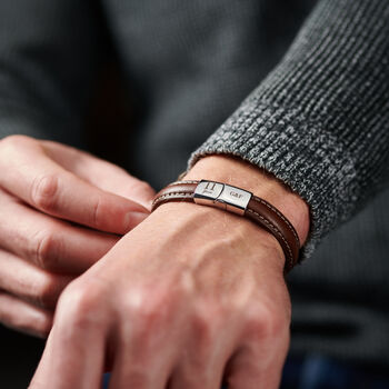 Personalised Men's Eleven Year Anniversary Steel Bracelet, 2 of 6