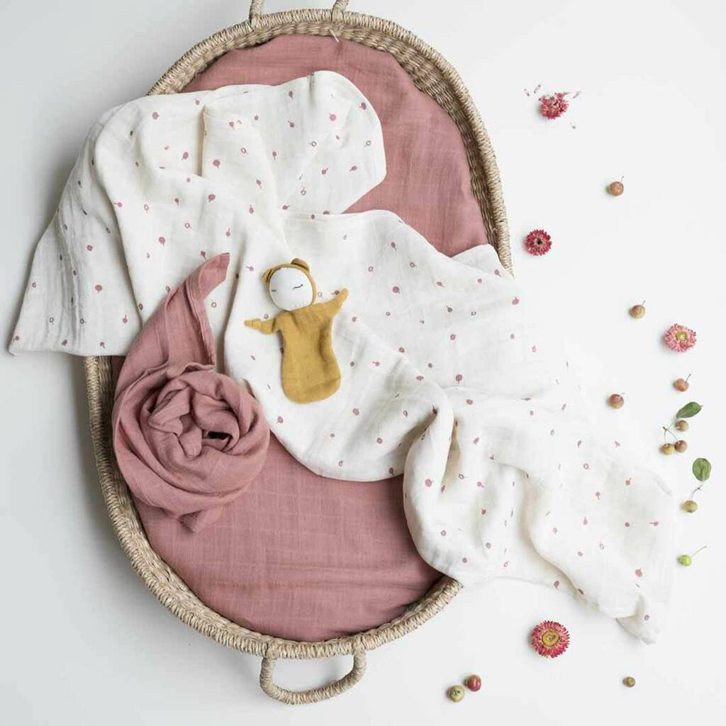 Organic Cotton Baby Swaddle In Clay, 1 of 4