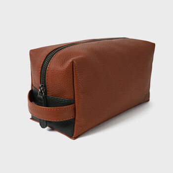 Personalised Premium Leather Boxy Wash Bag Christmas Gift For Him, 2 of 6