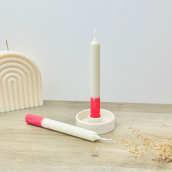 White And Red Ombre Dinner Candle Two Tone Candlesticks, 8 of 10