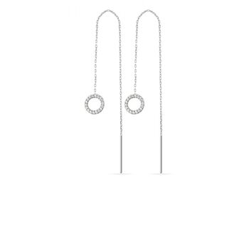 Circle Drop Earring Sterling Silver Pair, 3 of 3
