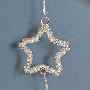 Silver Beaded Star Hanging Garland Decoration, 2 of 2