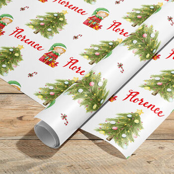 Personalised Christmas Wrapping Paper Boys Girls A2, 2 of 4
