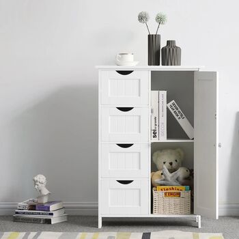 White Wooden Storage Cabinet With Four Drawers, 5 of 11