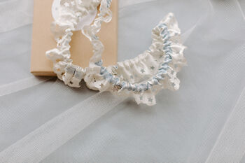 Celestial Ivory And Blue Satin Garter, 3 of 3
