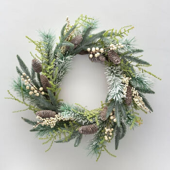 Luxury White Berry And Fir Cone Wreath, 3 of 6