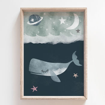 Whale In The Ocean Children's Nursery Print, 2 of 2