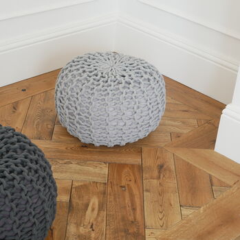 Super Chunky Knitted Footstool Or Pouffe, 4 of 6