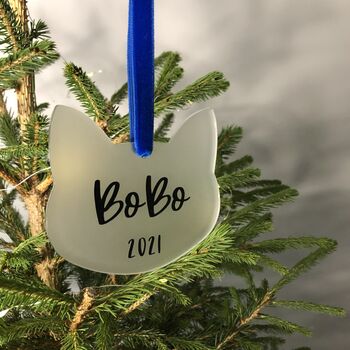 Personalised Acrylic Cat Head Pet Christmas Decoration, 2 of 5